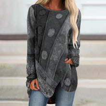 Load image into Gallery viewer, Women's Autumn Retro Top Irregular Loose Long-Sleeved T-shirt