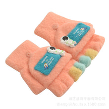 Load image into Gallery viewer, Winter New Children's Knitted Gloves Cute Cartoon Spaceman Flip Imitation Mink