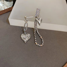 Load image into Gallery viewer, Silver Needle Pearl Diamond Asymmetric Geometric Alphabet Letter Earrings Fashion Trendy Design Tassel Ear Studs Graceful Earrings