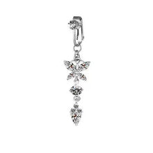 Load image into Gallery viewer, Punch-Free Large Zircon Long Butterfly Pendant Navel Stud Fake Belly Ring