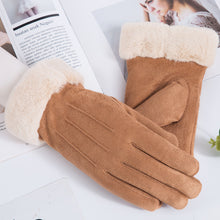 Load image into Gallery viewer, Autumn and Winter Warm Gloves Suede Gloves Women's Fleece-Lined Thickened Outdoor Cycling and Driving Touch Screen Gloves