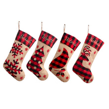 Load image into Gallery viewer, Christmas Decoration Large Machine Embroidery Christmas Stockings Christmas Plaid Elk Snowflake Children's Gift Socks Pendant