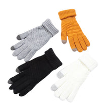 Load image into Gallery viewer, Knitted Solid Color with Fur Warm Student Gloves Men's and Women's Outdoor Riding Touch Screen Gloves Jacquard Gloves