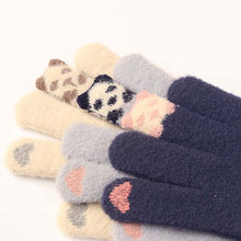 Load image into Gallery viewer, Fleece-Lined Thickened Touch Screen Warm Gloves Knitted Lesser Panda Plush Gloves Female Cute