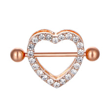 Load image into Gallery viewer, Diamond-Embedded Love Nipple Ring Electroplated Heart-Shaped Three-Color Adhesive Nail Breast Buckle