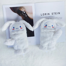 Load image into Gallery viewer, Cute Cartoon Student Half Finger Flip Double-Layer Fleece-Lined Warm Plush Gloves Female Winter