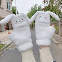 Load image into Gallery viewer, Student Writing Double-Layer Thick Warm Half Open Finger Flip Gloves for Women Autumn and Winter