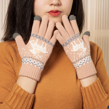 Load image into Gallery viewer, Thickened Touch Screen Thermal Gloves Men's and Women's Fleece-Lined Wool Touch Screen Gloves Deer Knitted Gloves