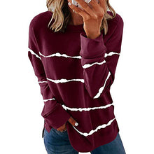 Load image into Gallery viewer, Women's Top Loose All-Matching Striped Floral Print Long Sleeve Pullover