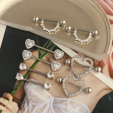 Load image into Gallery viewer, Stainless Steel Zircon 4 Pairs Nipple Ring Sets Diamond-Embedded Adhesive Nail Milk Ornament