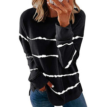 Load image into Gallery viewer, Women's Top Loose All-Matching Striped Floral Print Long Sleeve Pullover