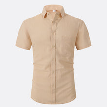 Load image into Gallery viewer, Solid Color Business Imitation Linen Cotton Solid Color Men's Short Sleeve