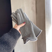 Load image into Gallery viewer, Winter Women's Korean-Style Cute Bow Fleece-Lined Thickened Autumn Riding Electric Car Cold-Proof Warm Touch Screen Gloves