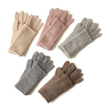 Load image into Gallery viewer, Double-Layer Dual-Use Touch Screen Gloves Winter Full Finger Five Finger Two-Piece Set One-Click Hair Generation Knitted Gloves for Women