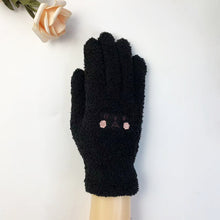 Load image into Gallery viewer, Bear Embroidery Cute Cartoon Student Thickened Warm Lady Winter Knitting Plush Gloves