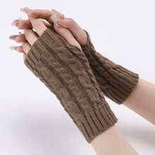 Load image into Gallery viewer, Autumn and Winter 8 Words Hemp Pattern Short Open Finger Knitting Wool Gloves Men's and Women's Knitted Warm Half Finger Arm Sleeve