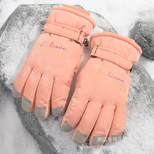 Load image into Gallery viewer, Women's Five-Finger Ski Touch Screen Gloves Fashion English Wind and Skid Fleece Lined Padded Warm Keeping