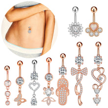 Load image into Gallery viewer, Heart-Shaped round Zirconium Belly Ring Navel Stud Piercing Jewelry