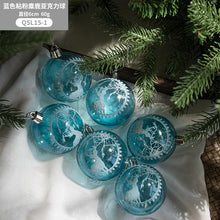 Load image into Gallery viewer, Transparent Christmas Ball 6cm Boxed Blue Painted Christmas Tree Decorations