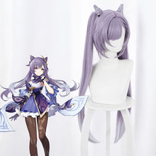 Load image into Gallery viewer, Genshin Impact Keqing Cosplay Wig Ke Qing Long Ponytails Purple Heat Resistant Hair Synthetic Cosplay Wigs