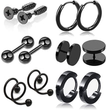 Load image into Gallery viewer, Earrings Set 12 Hip Hop Ear Accessories Barbell Zircon Earrings Ear Clips