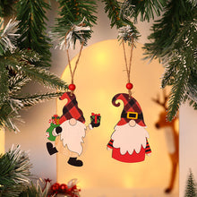 Load image into Gallery viewer, Christmas Decorations Painted Wooden Small Pendant Christmas Tree Faceless Old Rudolf Pattern Pendant