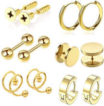 Load image into Gallery viewer, Earrings Set 12 Hip Hop Ear Accessories Barbell Zircon Earrings Ear Clips