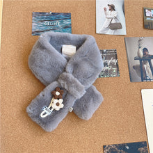 Load image into Gallery viewer, Korean Style Faux Rabbit Fur Scarf Wool Small Flower Autumn and Winter Fur Scarf Female Velvet Scarf Thickened