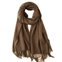 Load image into Gallery viewer, Korean Style Cashmere Scarf Warm Scarf Thickened Tassel Female All-Match Dual-Use Solid Color Talma Autumn and Winter