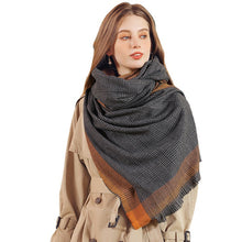 Load image into Gallery viewer, Scarf Border Color-Contrast Check Printed Shawl Scarf Direct Supply Women's Scarf