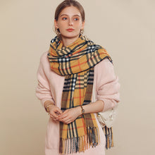 Load image into Gallery viewer, Scarf Stall Color-Contrast Check Artificial Cashmere Scarf Fashion Color Changing Scarf Women's Winter Japanese and Korean Sweet