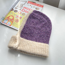 Load image into Gallery viewer, Color Matching Hat Female Autumn and Winter Neck Protection Thermal Knitting Woolen Cap Korean Style Riding Windproof Button Sleeve Cap