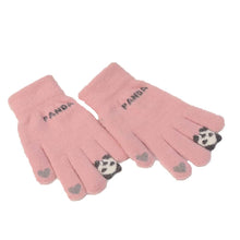 Load image into Gallery viewer, Fleece-Lined Thickened Touch Screen Warm Gloves Knitted Lesser Panda Plush Gloves Female Cute