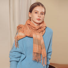 Load image into Gallery viewer, 2023 New Autumn and Winter Plaid Scarf Cashmere-like Tassel Scarf Women's Thick Warm Scarf