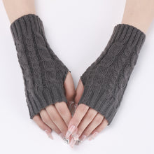 Load image into Gallery viewer, Autumn and Winter 8 Words Hemp Pattern Short Open Finger Knitting Wool Gloves Men's and Women's Knitted Warm Half Finger Arm Sleeve