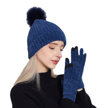 Load image into Gallery viewer, Knitted Hat Women's 2023 New Chenille Wool Hat Gloves Set Thickened Warm Fluffy Ball Cap Autumn and Winter
