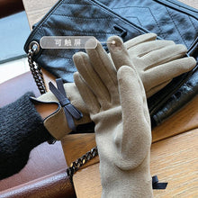 Load image into Gallery viewer, Winter Women's Korean-Style Cute Bow Fleece-Lined Thickened Autumn Riding Electric Car Cold-Proof Warm Touch Screen Gloves