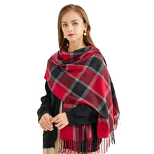 Load image into Gallery viewer, Autumn Winter Retro Plaid Artificial Cashmere Scarf Women 'S New Fashion Tassel Warm Scarf Office