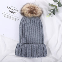 Load image into Gallery viewer, Knitted Wool Hat Winter Warm Fashion Wool Fluffy Ball Cap Fashion Thickened