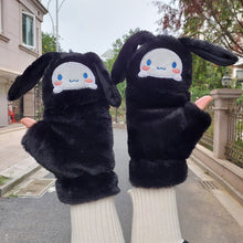 Load image into Gallery viewer, Student Writing Double-Layer Thick Warm Half Open Finger Flip Gloves for Women Autumn and Winter