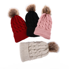 Load image into Gallery viewer, Children 'S Parent-Child Suit Autumn And Winter Ball Twist Woolen Cap Knitted Hat Fashionable Warm Woolen Cap