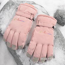 Load image into Gallery viewer, Women's Five-Finger Ski Touch Screen Gloves Fashion English Wind and Skid Fleece Lined Padded Warm Keeping