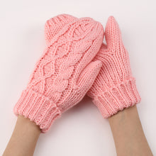 Load image into Gallery viewer, Autumn and Winter New Women's Cross-Border Knitted plus Fluff Thick Fashion Geometric Backpacks Finger Warm Gloves Finger Knitting Wool Gloves