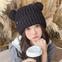 Load image into Gallery viewer, Cat Ears Knitted Hat Women's Autumn and Winter Warm Thickened Earflaps Cute Japanese Style Face-Showing Primary School Student Wool Hat