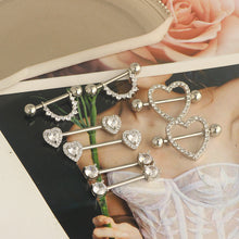 Load image into Gallery viewer, Stainless Steel Zircon 4 Pairs Nipple Ring Sets Diamond-Embedded Adhesive Nail Milk Ornament