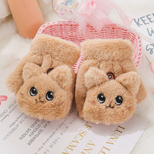 Load image into Gallery viewer, Children's Autumn Winter Season Plush Cute Half Finger Flip Student Writing Warm Gloves