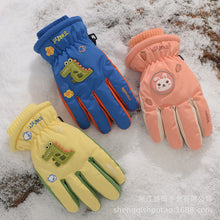 Load image into Gallery viewer, Five-Finger Ski Gloves Cute Cartoon Crocodile Rabbit Velvet Thickened Windproof Cycling Non-Slip