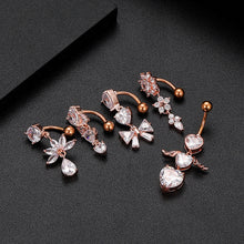 Load image into Gallery viewer, Collapsable Pole Zircon Navel Ring Navel Stud Piercing Jewelry