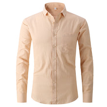 Load image into Gallery viewer, New Men's Imitation Cotton and Linen Solid Color Long Sleeve Business Slim-Fitting Iron-Free Formal Wear