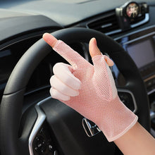 Load image into Gallery viewer, Spring and Summer Women's UV-Proof Ice Silk Mesh Two-Finger Thin Driving Touch Screen Gloves
